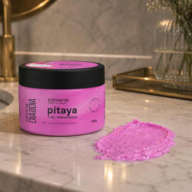 Esfoliante Rosto e Corpo LABOTRAT Pitaya com textura cremosa e granulada para pele mais lisa