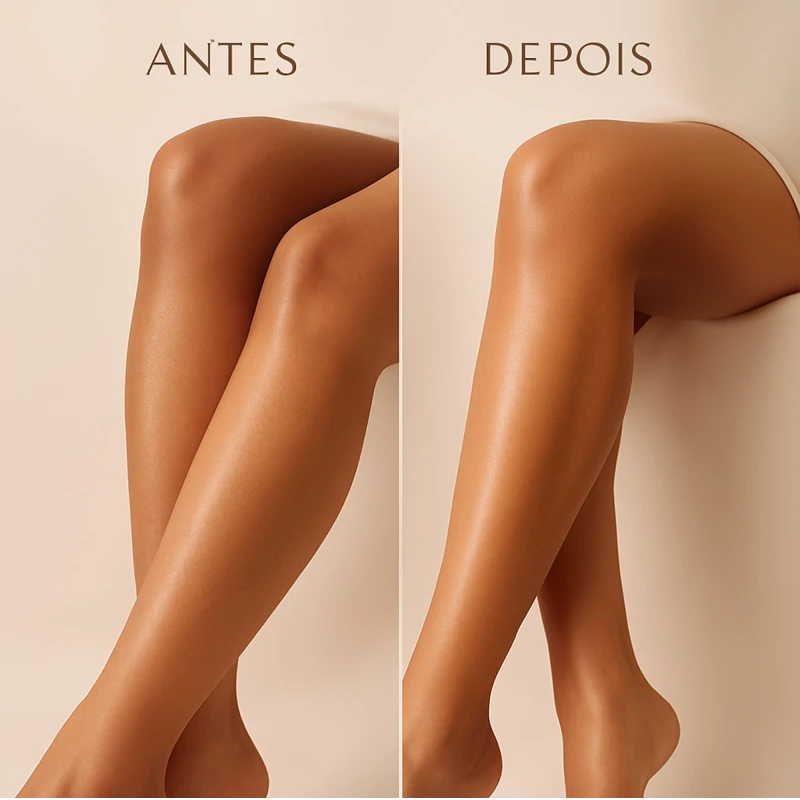 Antes e depois do Hidratante Labotrat Melancia em pele morena – pele mais uniforme e hidratada