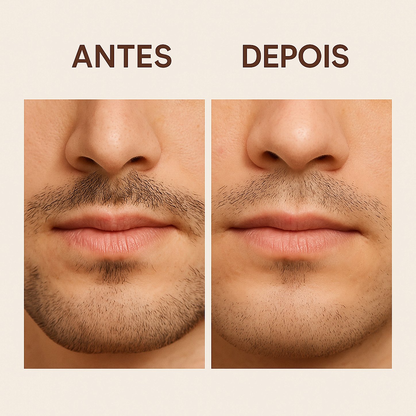 Antes e depois no bigode com Inibidor de Pelos Dermo Skin LABOTRAT