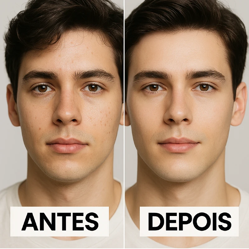 Antes e depois do Kit Antiacne Labotrat Dermo Skin - controle de oleosidade e cravos em pele jovem
