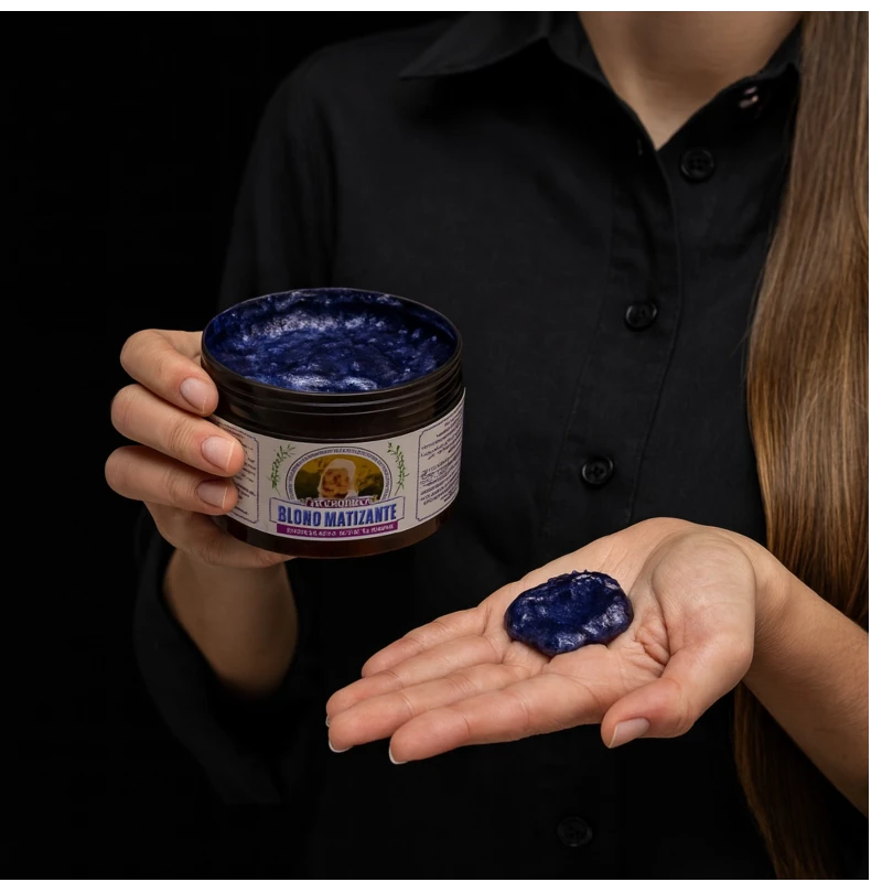 Textura cremosa da Máscara Roxa COSMECEUTA Blond Matizante – tratamento desamarelador para loiros, platinados e grisalhos no kit Desamarelador e Hidratação Profunda
