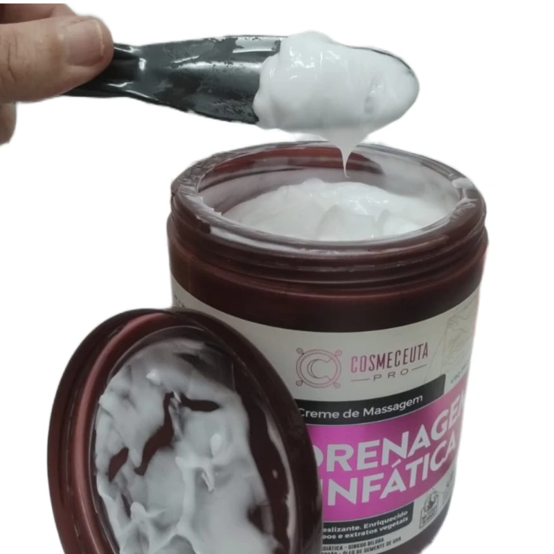 Textura do Creme de Massagem Drenagem Linfática COSMECEUTA 1kg — ativa a circulação e reduz retenção de líquidos no Kit 3 Fases
