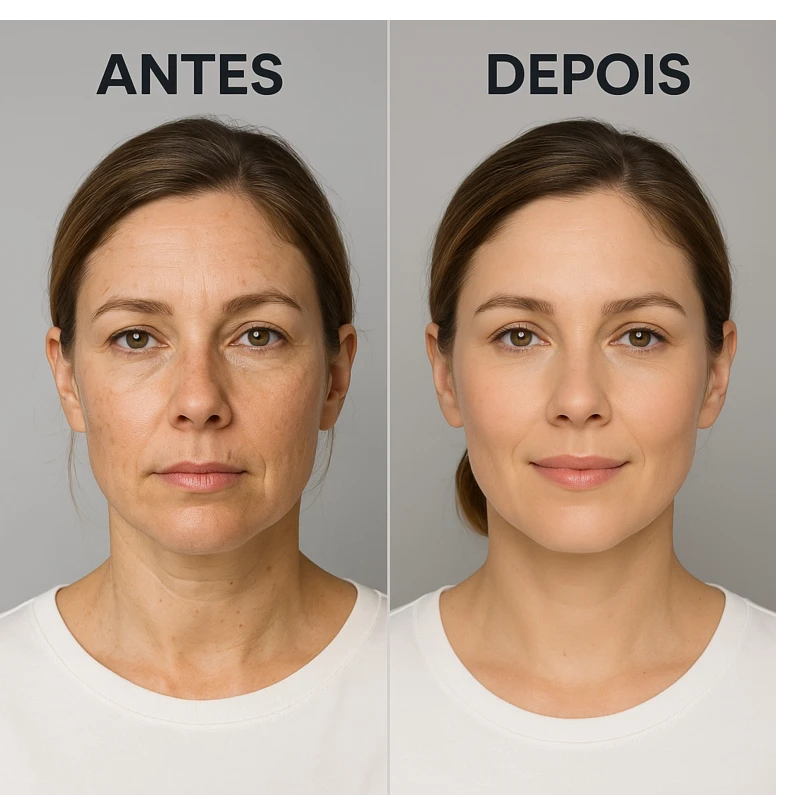 Resultado do Kit Facial Retinol LABOTRAT - pele mais firme, lisa e com contorno facial definido