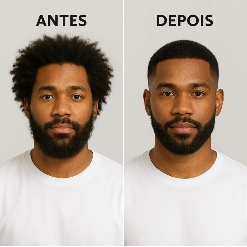 Antes e Depois Homem Negro - Kit MR THOMAS Shampoo 3 em 1 + Pomada Modeladora Matte