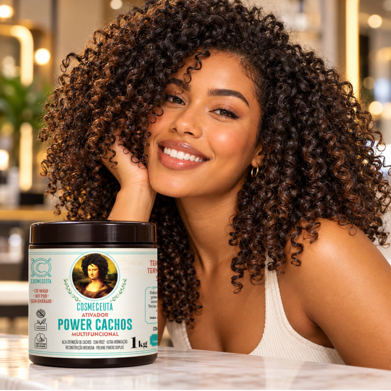 Ativador Multifuncional Power Cachos COSMECEUTA 1 kg para definição e prevenção de pontas duplas
