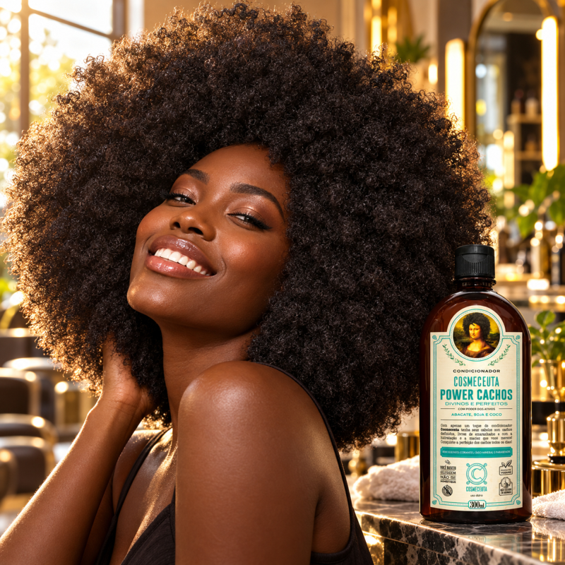 Condicionador Power Cachos COSMECEUTA 300 ml para maciez e desembaraço dos cabelos crespos e cacheados