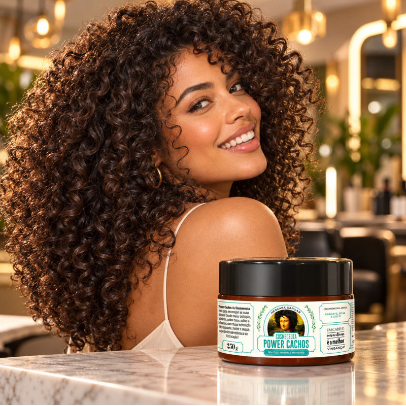 Máscara Power Cachos COSMECEUTA 250 g para hidratação, nutrição e cachos macios e soltos