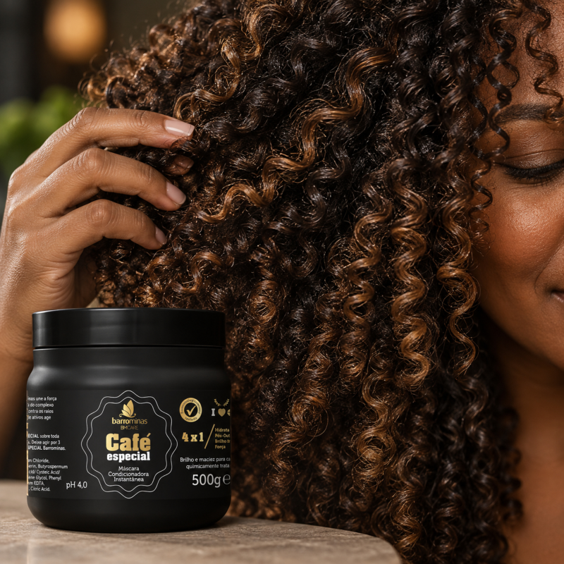 Máscara Condicionadora Café Especial BARROMINAS 500g cachos definidos com menos frizz