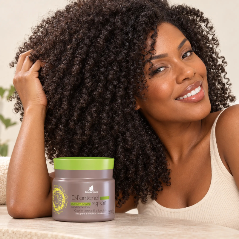 Máscara D-Pantenol Repair BARROMINAS 500g para cabelo crespo hidratado e condicionado