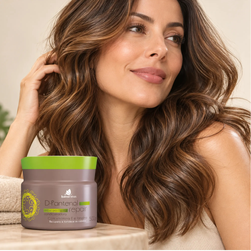 Máscara D-Pantenol Repair BARROMINAS 500g para cabelo ondulado com maciez hidratação e movimento