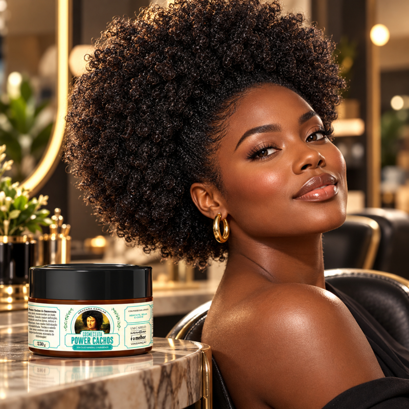 Máscara Power Cachos COSMECEUTA 250g para cuidado e fortalecimento dos cabelos crespos
