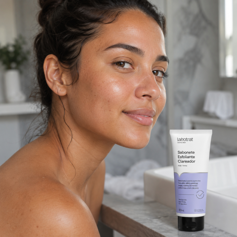 Sabonete Esfoliante Clareador LABOTRAT para pele uniforme iluminada e radiante