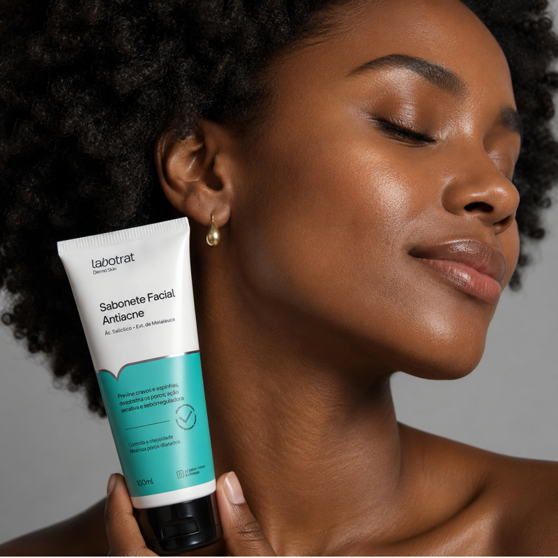 Sabonete Facial Antiacne LABOTRAT 100ml com ação secativa para cravos, espinhas e pele oleosa