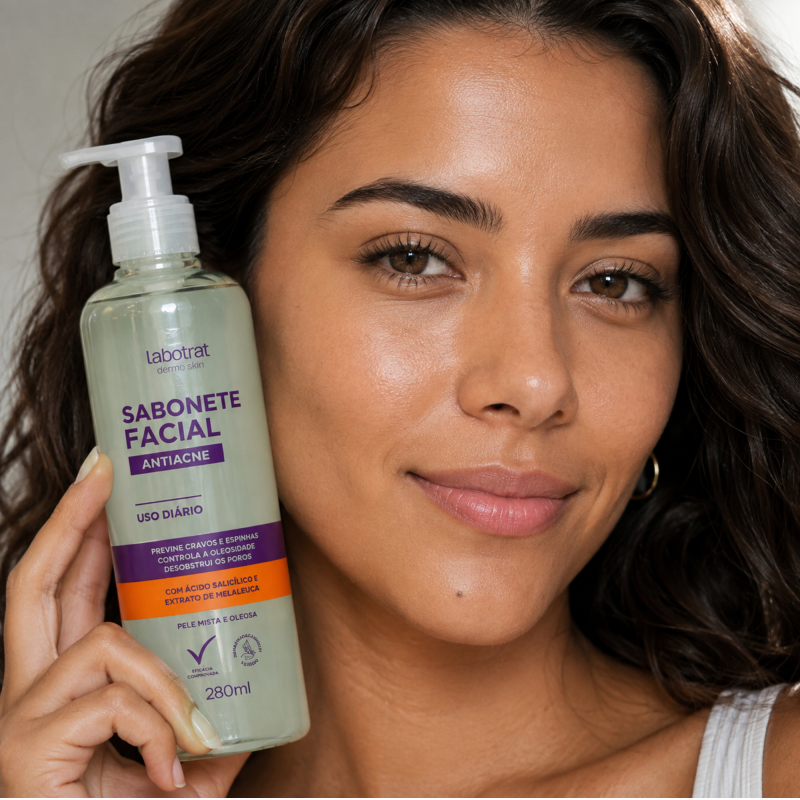 Sabonete Facial Antiacne LABOTRAT 280ml para controle da oleosidade e excesso de brilho facial