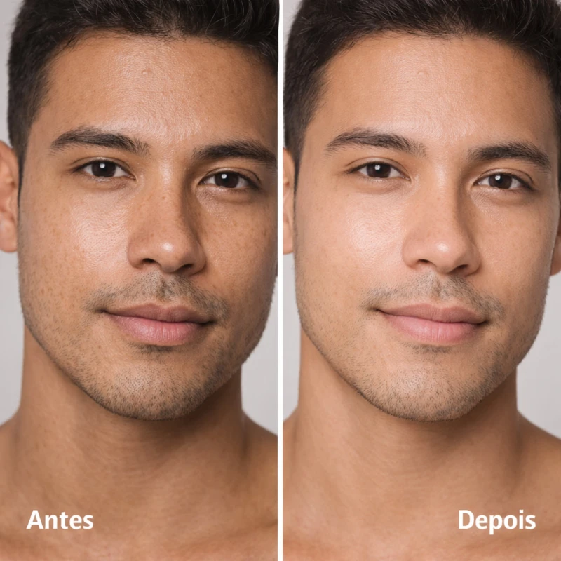 Antes e depois - Sabonete Clareador Labotrat em pele masculina