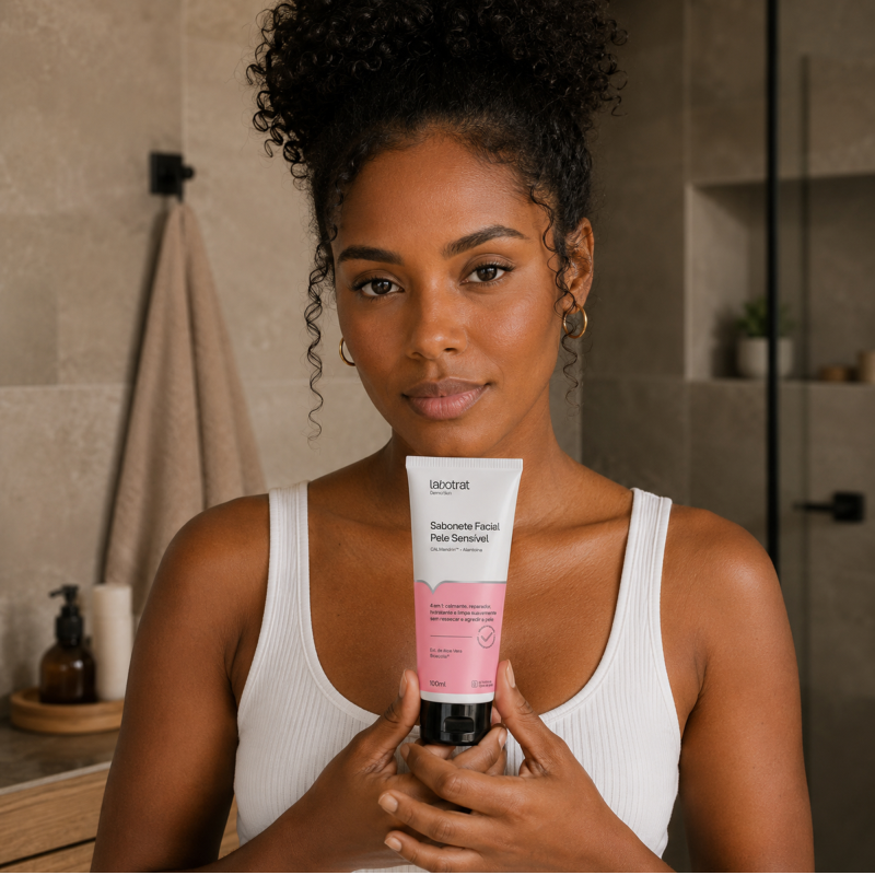 Sabonete Facial Pele Sensível LABOTRAT com CALMandrin Alantoína Aloe Vera e prebiótico