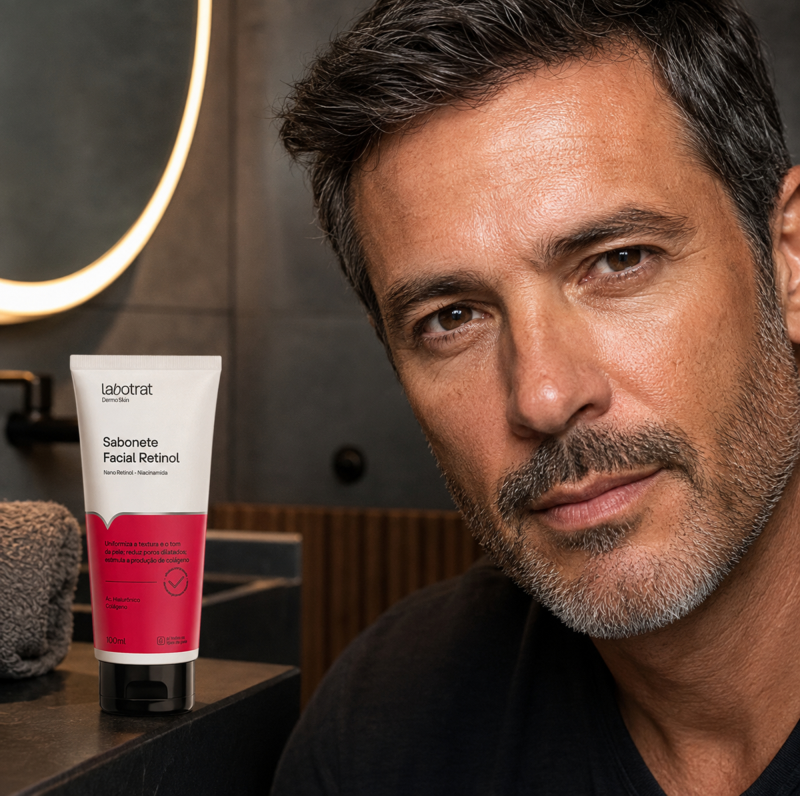 Sabonete Facial Retinol LABOTRAT 100ml ajuda a reduzir a aparência de poros dilatados