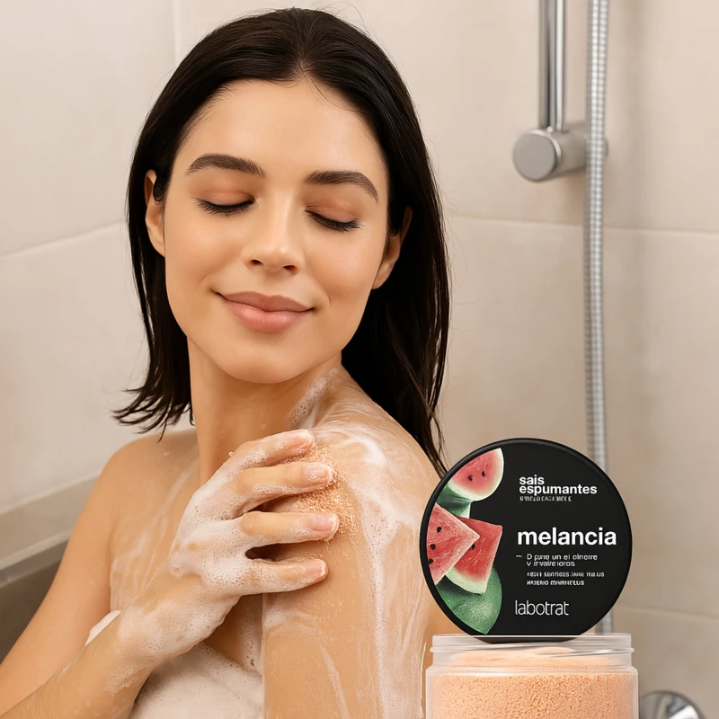 Sensação de bem-estar e pele purificada com os Sais Espumantes LABOTRAT Melancia no banho