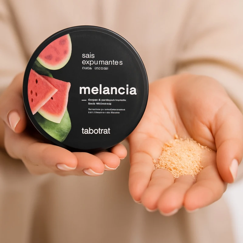 Textura granulada e aveludada dos Sais Espumantes LABOTRAT Melancia, ideal para esfoliação suave no banho