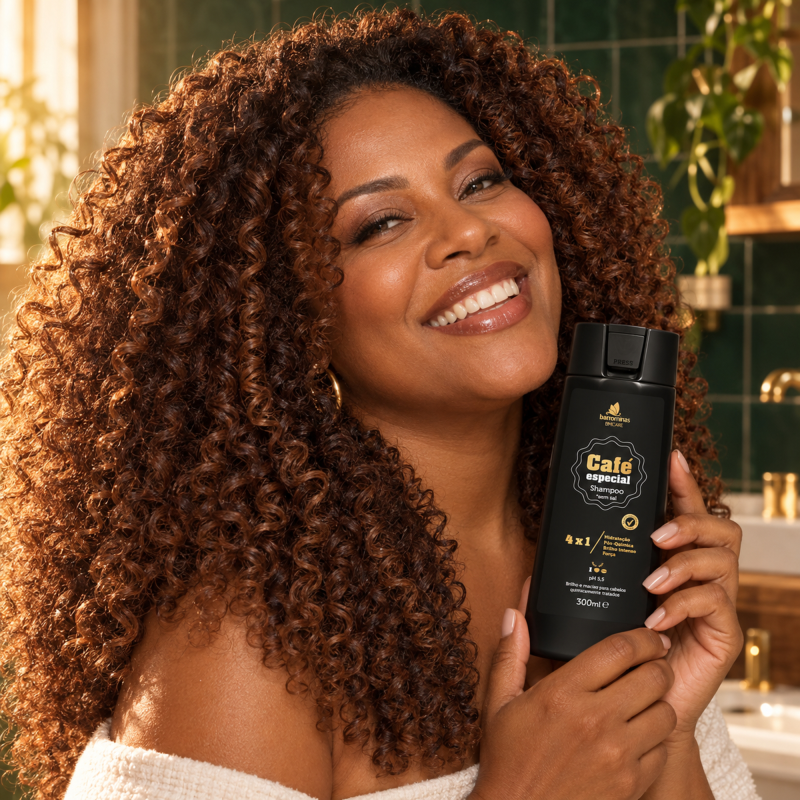 Shampoo Café Especial BARROMINAS 300ml definição e hidratação pós-química