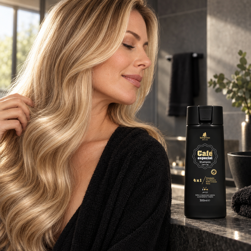 Shampoo Café Especial BARROMINAS 300ml revitalização de fios descoloridos