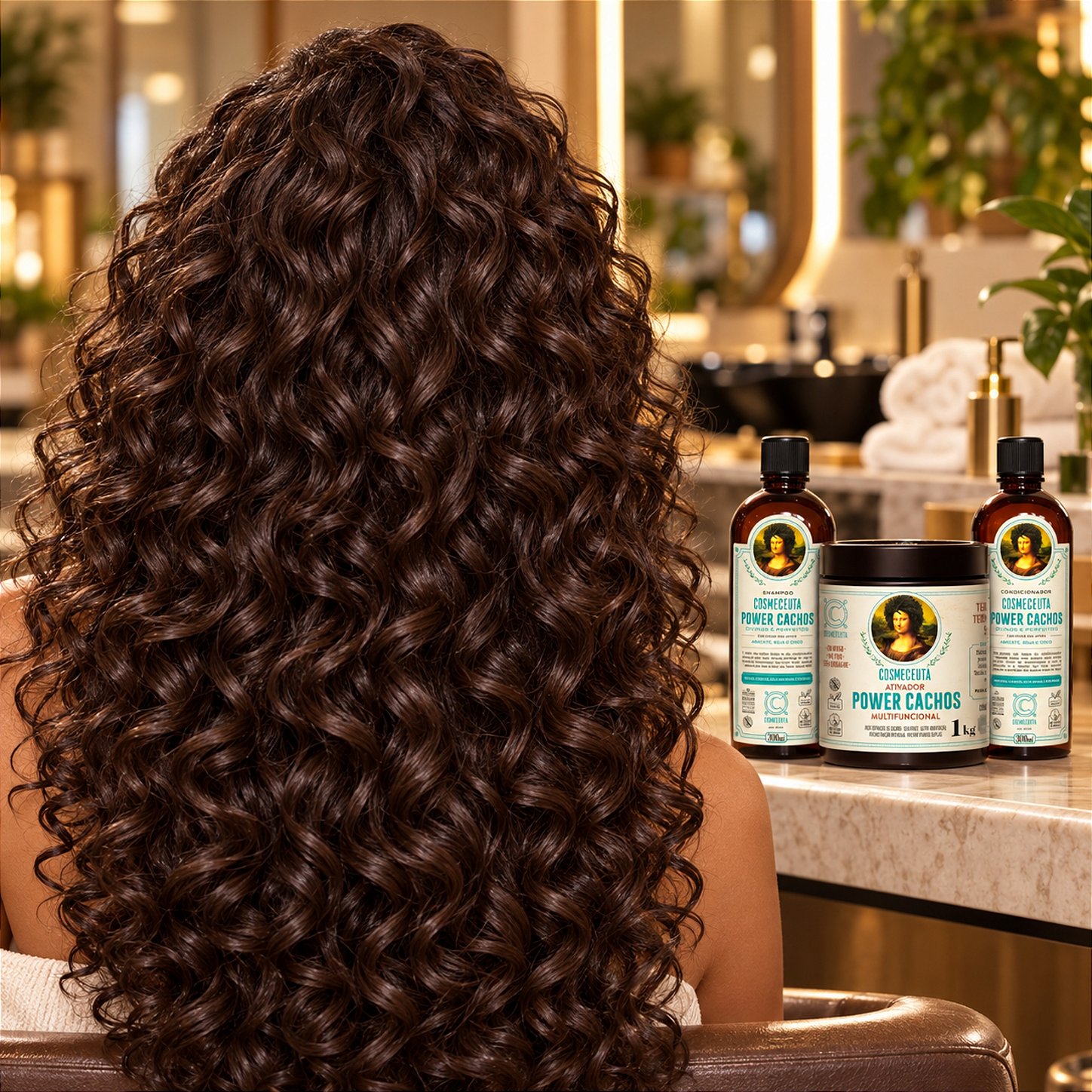 Kit Cachos Definidos por Mais Tempo Power Cachos COSMECEUTA para cachos definidos com brilho hidratação e controle visual do frizz