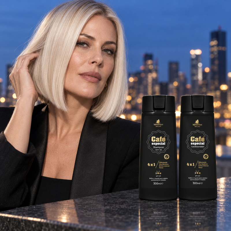 Tratamento Limpeza Suave Pós-Química Café Especial BARROMINAS para cabelo descolorido e platinado com toque sedoso