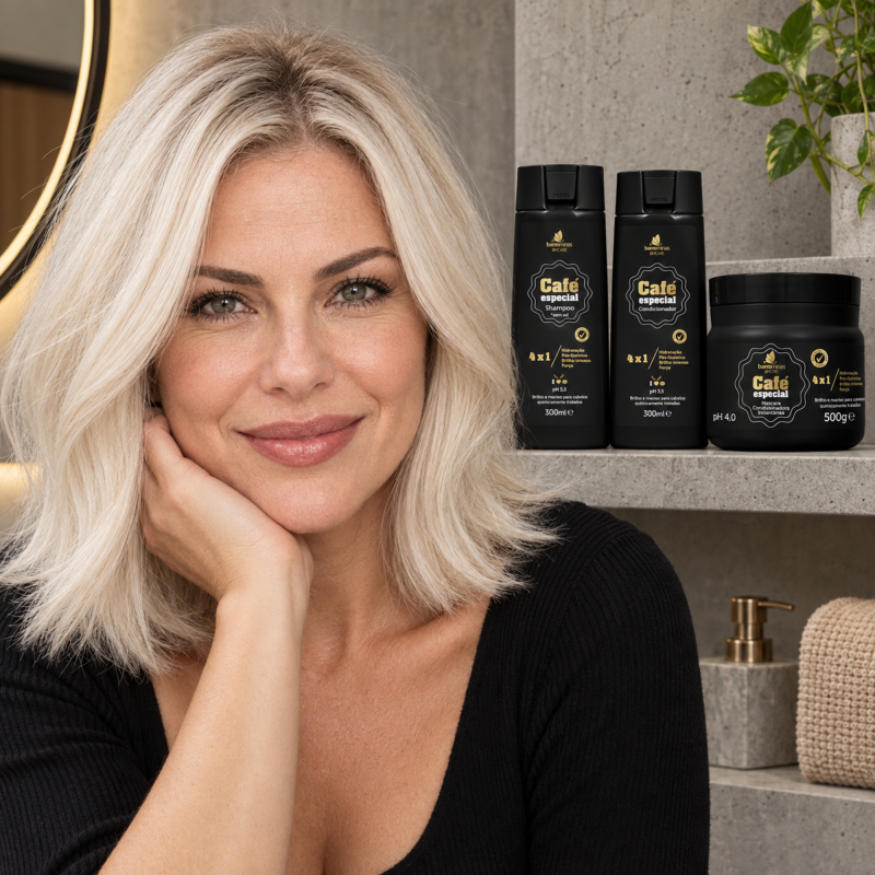 Tratamento Intensivo Pós-Química Café Especial BARROMINAS para cabelo descolorido ressecado e poroso
