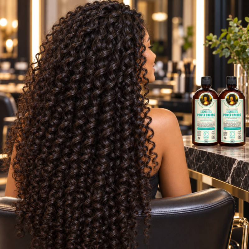 Definição e maciez dos cachos com Kit Shampoo e Condicionador Power Cachos COSMECEUTA