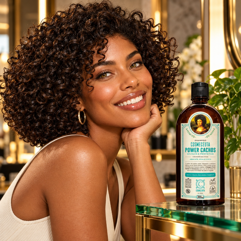 Shampoo Power Cachos Cosmeceuta 300ml para cachos soltos leves e com movimento