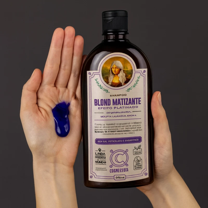 Textura cremosa roxa do Shampoo Vegano COSMECEUTA Blond Matizante – fórmula com violeta, lavanda e amora que realça tons frios