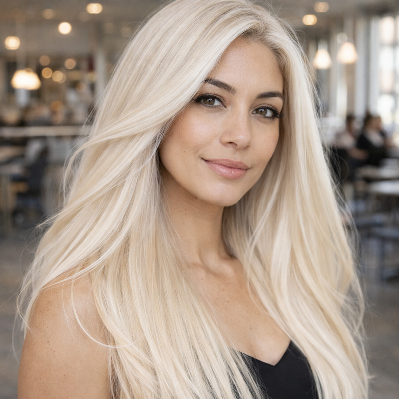 Antes e depois do Tonalizante K.Pro Caviar Color 11.00 Toner Loiro Nude mostrando correção do amarelado e acabamento mais refinado