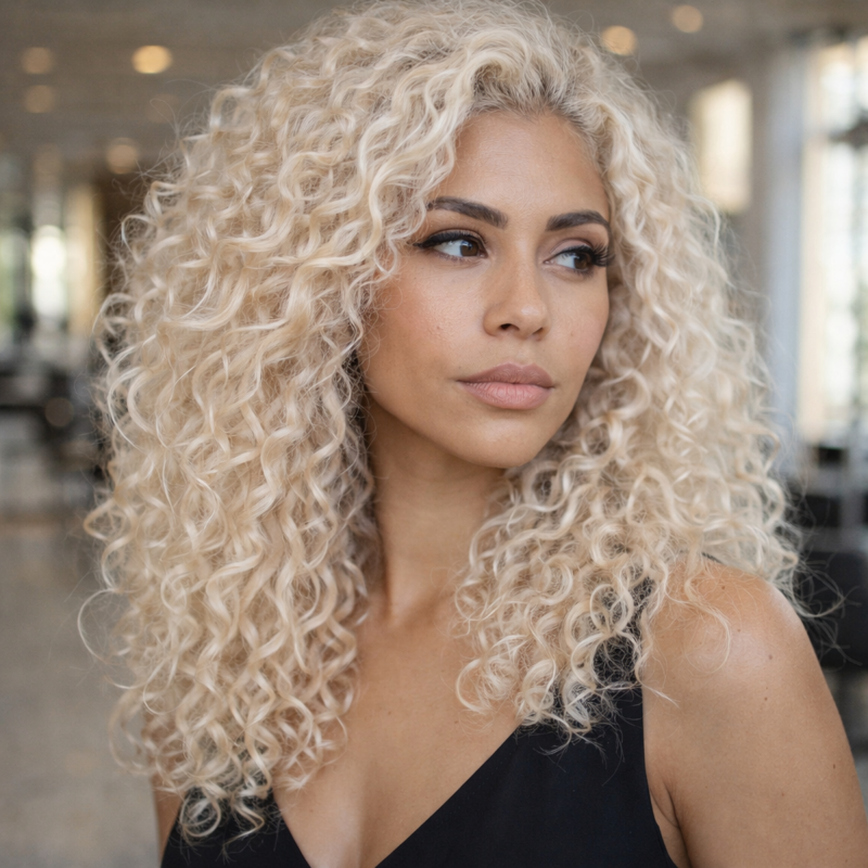 Resultado do Tonalizante K.Pro Caviar Color 11.00 Toner Loiro Nude em cabelo liso com neutralização suave e loiro claríssimo natural