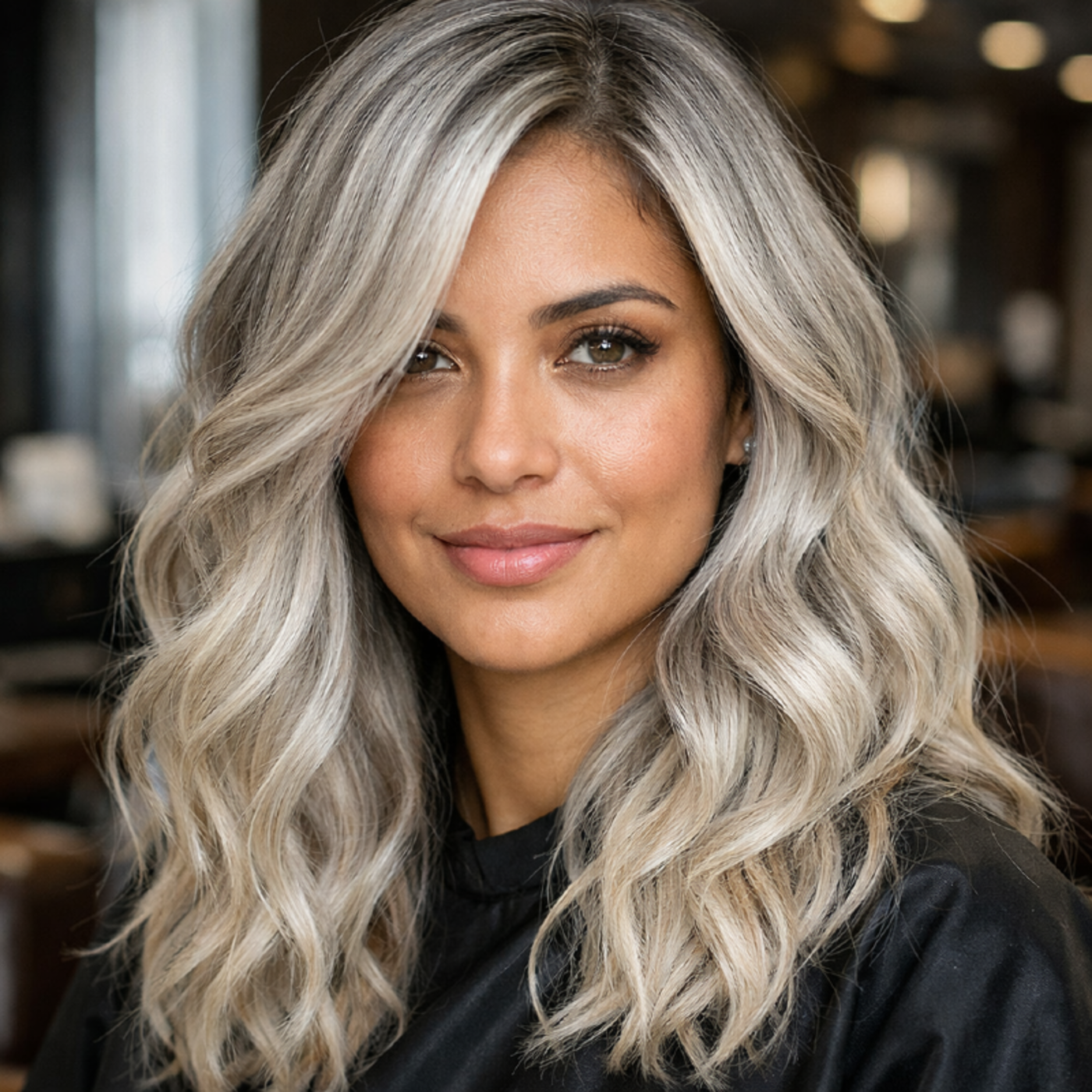 Loiro perolado equilibrado com tonalizante K.Pro 11.01 Soft Fumê e 11.89. Resultado com 30g de 11.89 + 20g de 11.01, brilho luminoso e neutralização suave do amarelado