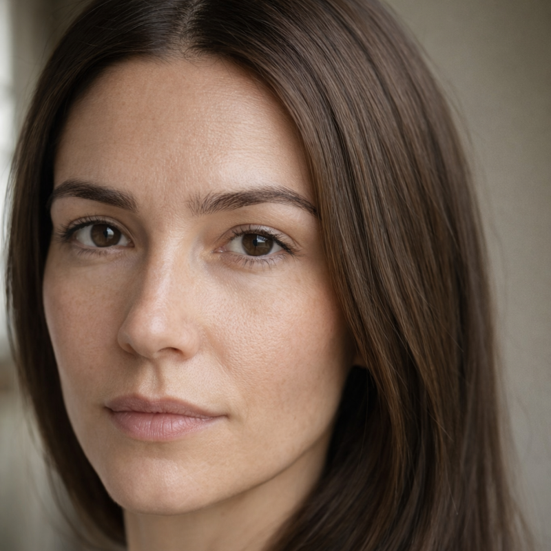 Resultado do Tonalizante K.Pro Caviar Color 4.0 Castanho Médio Natural em cabelo liso com acabamento saudável e cor neutra