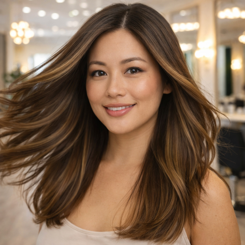 Antes e depois do Tonalizante K.Pro Caviar Color 6.0 Loiro Escuro Natural mostrando renovação da cor e acabamento mais alinhado