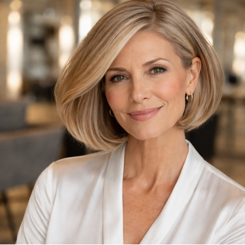 Resultado do Tonalizante K.Pro Caviar Color 7.0 Loiro Médio Natural em cabelo loiro médio visto de costas, com brilho intenso e cor uniforme