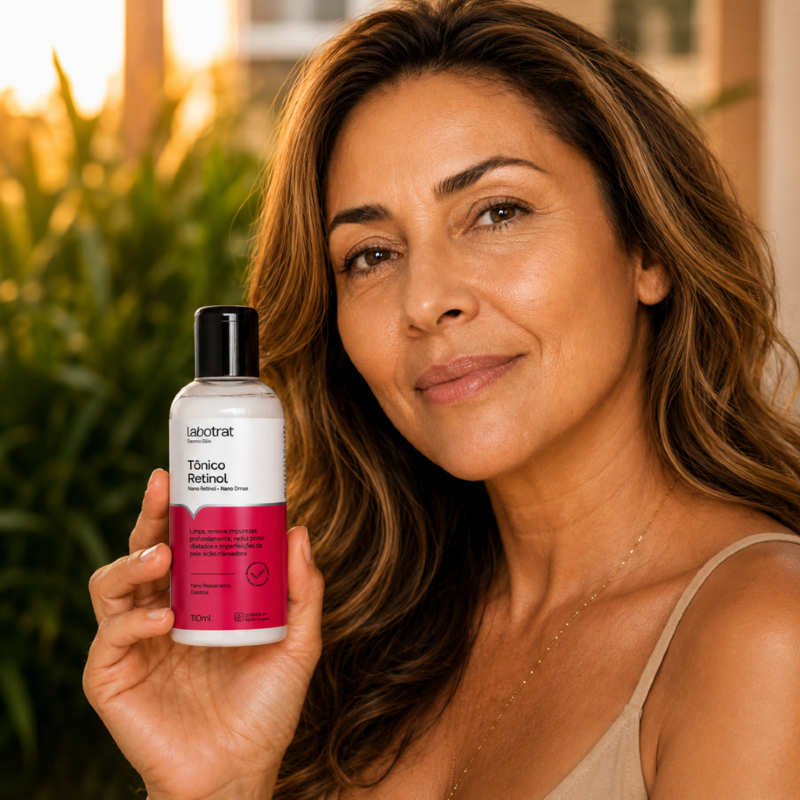 Tônico Facial Retinol LABOTRAT 110ml para firmeza renovação celular e aparência revitalizada