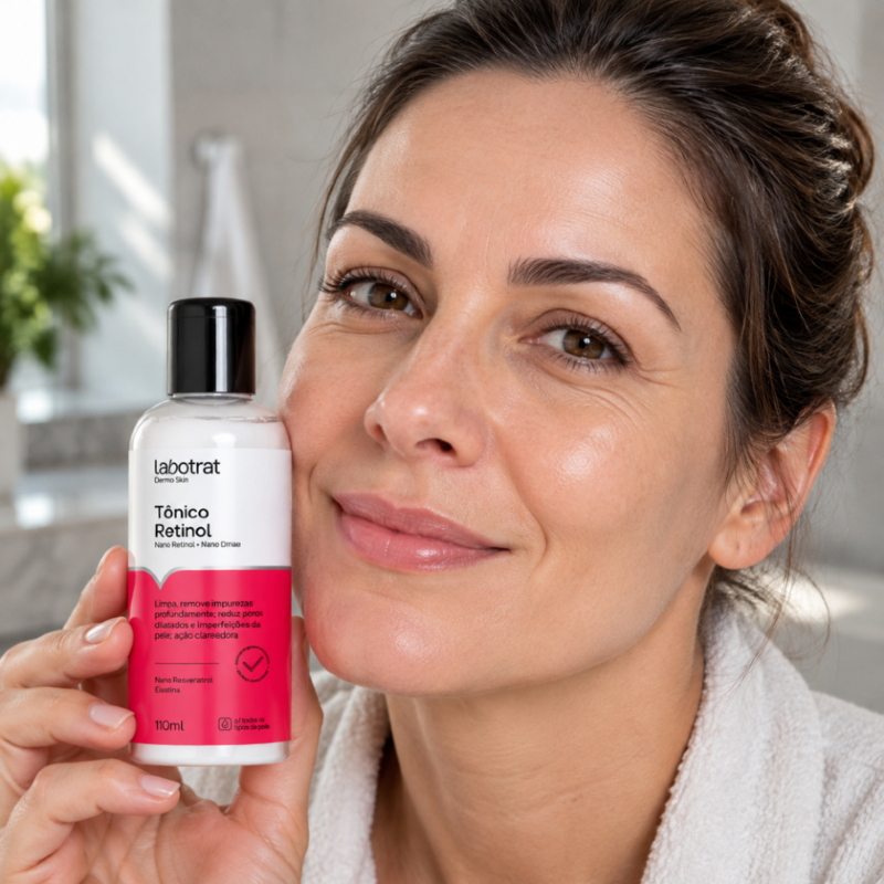 Tônico Facial Retinol LABOTRAT 110ml para pele com viço aparência saudável e tonificada