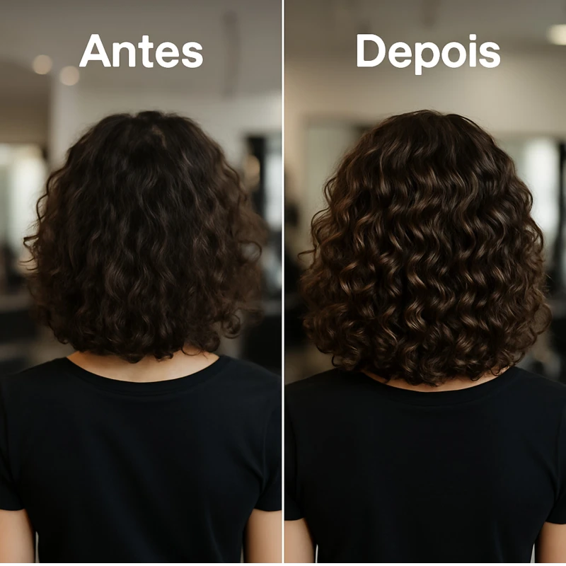 Resultado do Umidificador de Cachos BARROMINAS em cabelo cacheado adolescente – sem frizz e com brilho