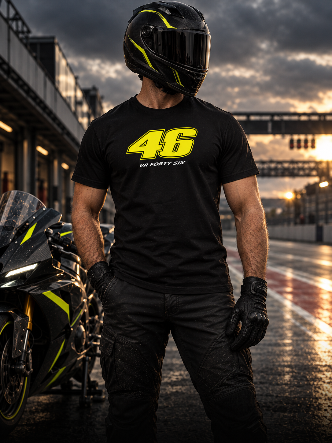 Motociclista em moto esportiva