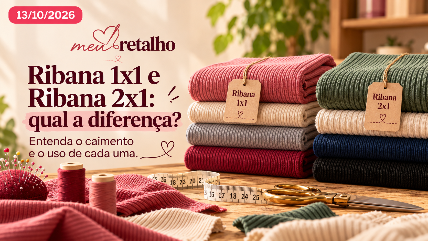 Ribana 1x1 e Ribana 2x1 - Meu Retalho Ribana 1x1 e Ribana 2x1 - diferenças e aplicações - Meu Retalho