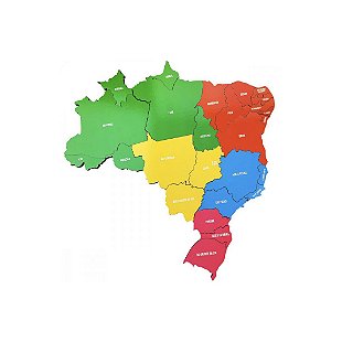 Quebra Cabeça Educativo Mapa Do Brasil Regiões Estados MDF Brinqmutti