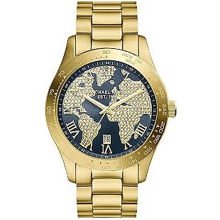 relogio michael kors azul e dourado