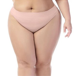 Calcinha Fio Dental Sem Costura - Plus Size - Bege