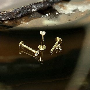 Piercing Sobrancelha Microbell Curvo Esfera Folheado a Ouro