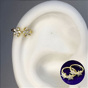 Piercing Orelha/Cartilagem, Daith Argola Detalhada Indiana Dourada