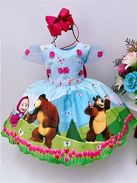 VESTIDO INFANTIL PRINCESA ARIEL PÉROLAS RENDA BRILHO