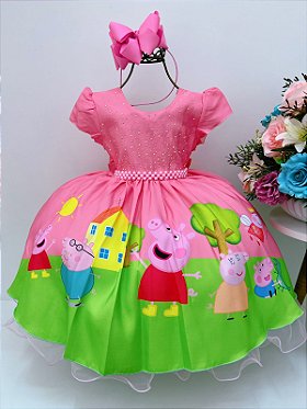 VESTIDO INFANTIL PRINCESA ARIEL PÉROLAS RENDA BRILHO