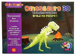 Quebra-Cabeça 3D, DINOSSAURO TIRANOSSAURO REX 28 peças em MDF -  DINOBRINQUE # Todos os Modelos de Quebra-Cabeça 3D Dinobrinque